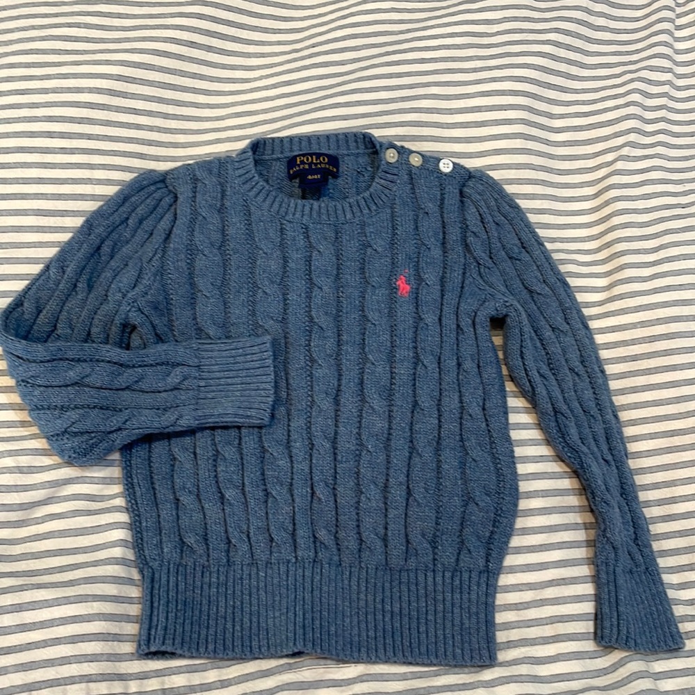 Polo Ralph Lauren cable knit button shoulder sweater 4T